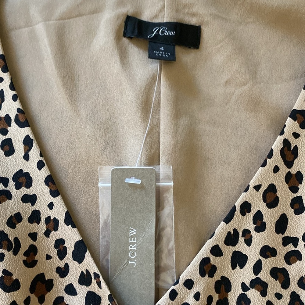 J Crew Button Down A Line Midi Dress in Leopard Print - Picture 10 of 11